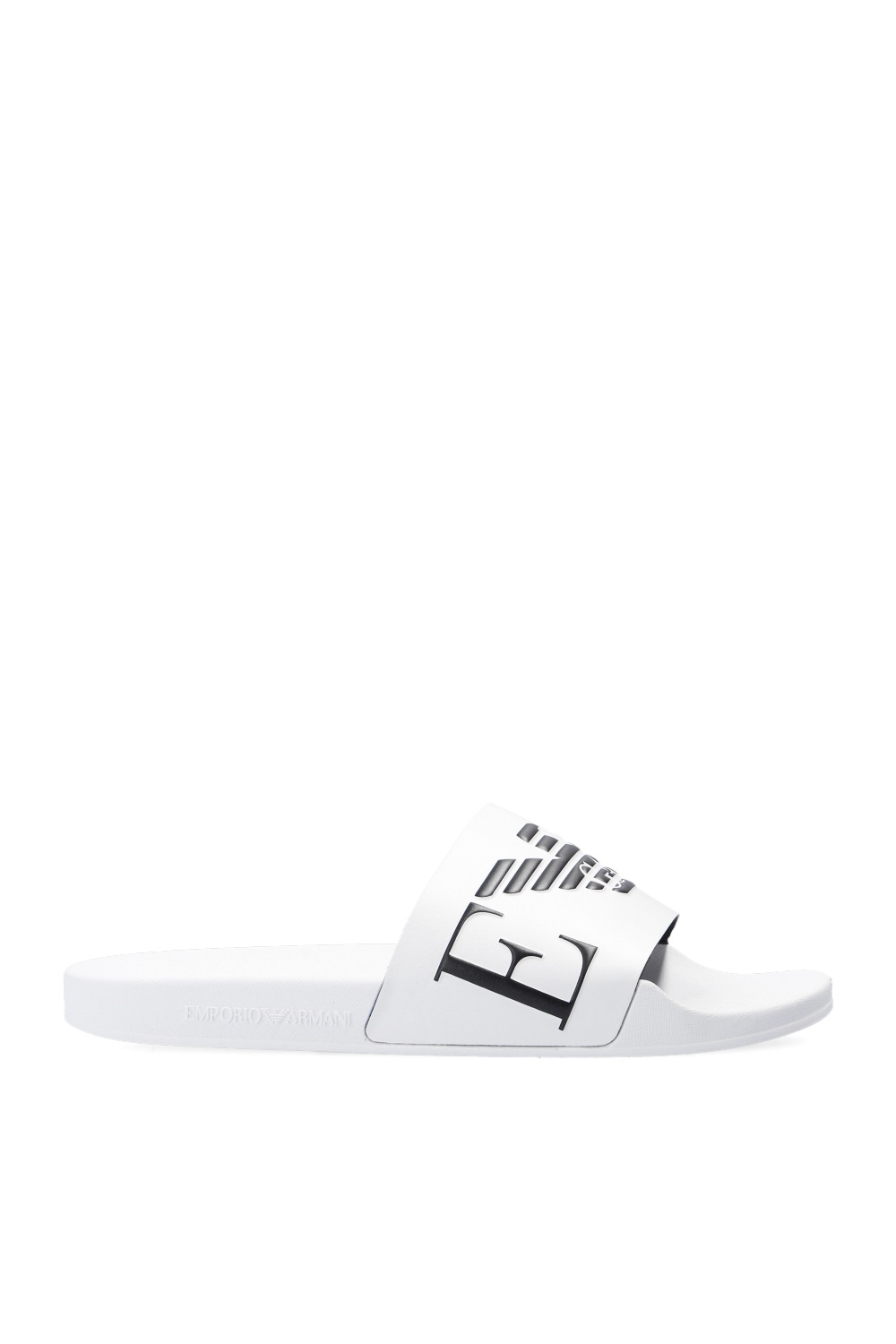 Slides with logo Emporio Armani SchaferandweinerShops Japan Emporio Armani logo colour block sneakers Bianco